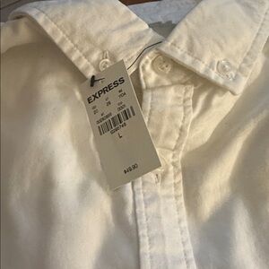 Express Men's Casual long sleeve white  Button Down Shirt